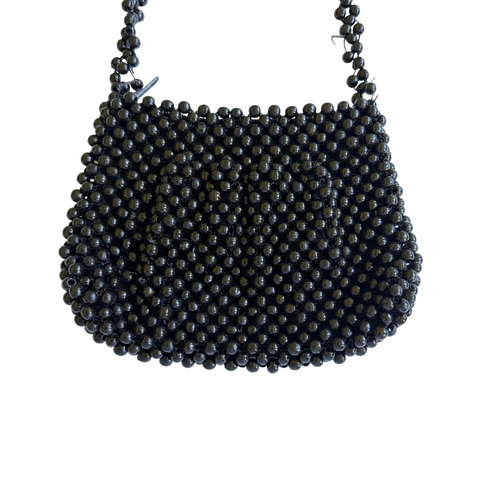Vintage Magid Black Beaded Shoulder Bag Mini Purse Y2K Bubble Bead
